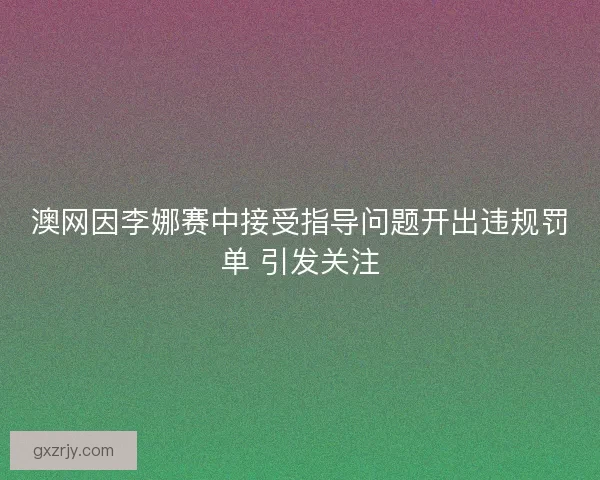 澳网因李娜赛中接受指导问题开出违规罚单 引发关注